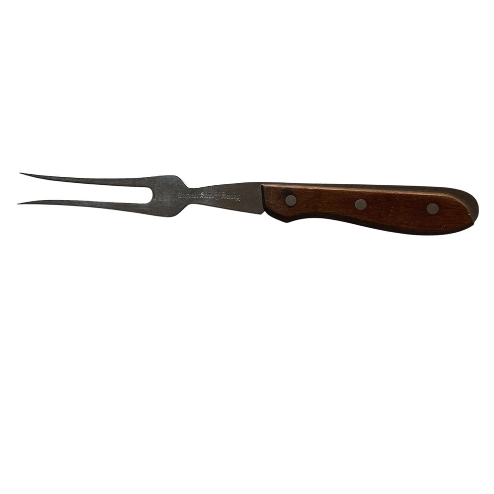 Vintage‎ Emperor Steel Savoy Carving Fork Japan Stainless Steel Wood Handle